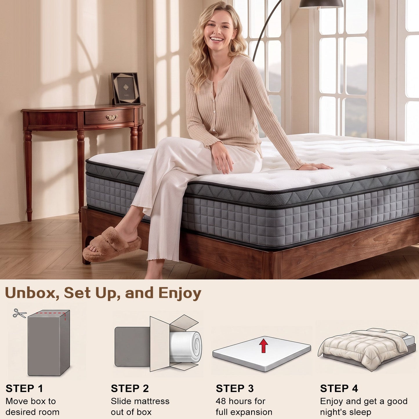 Advwin 32CM Hybrid Mattress w/ Memory Foam & Pocket Springs