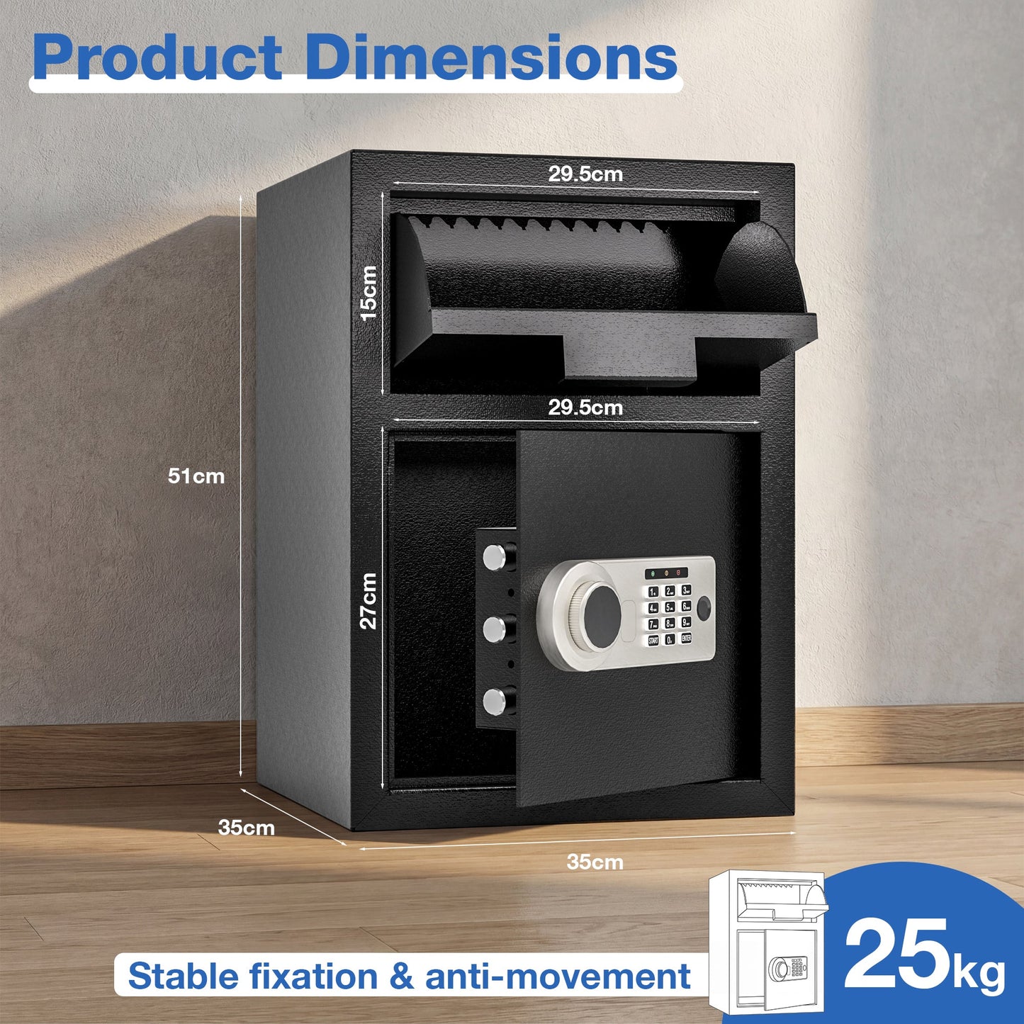 Advwin 70L Safe Box Fingerprint Password Key Deposit
