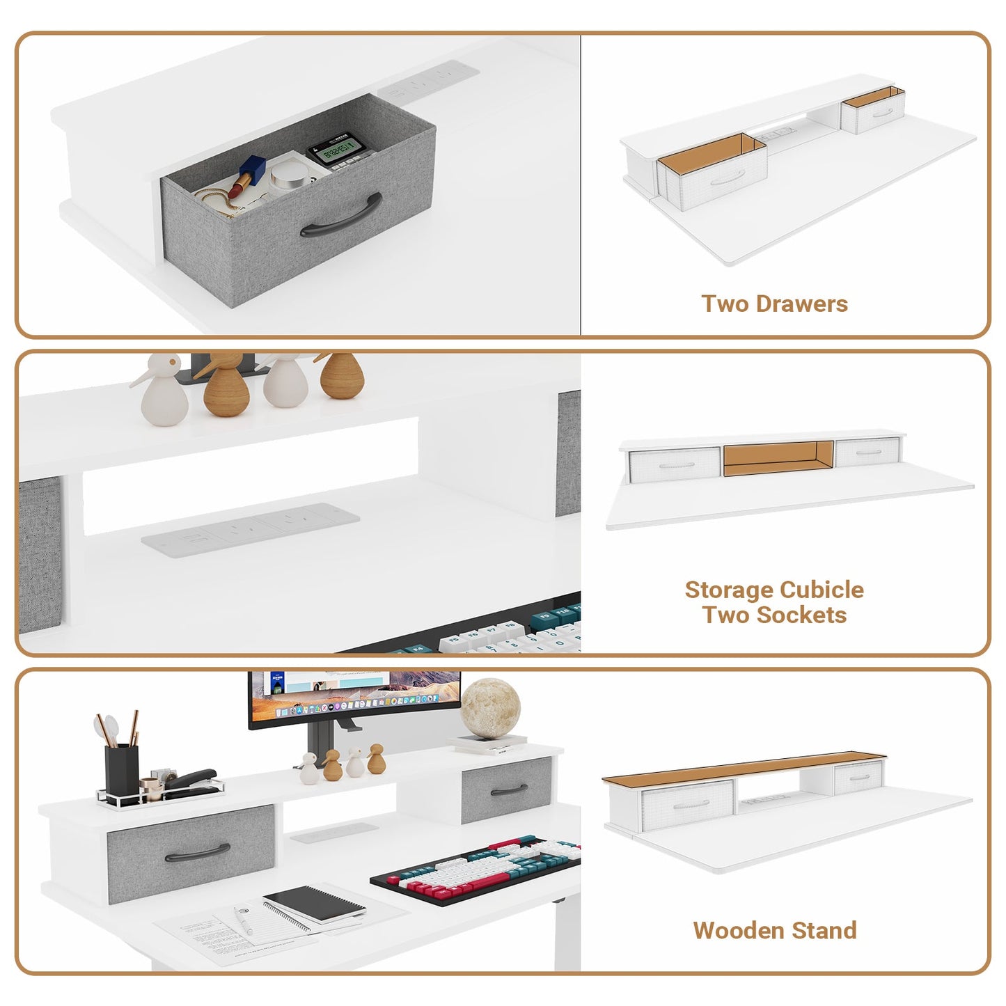 Advwin Electric Standing Desk with Monitor Stand  White