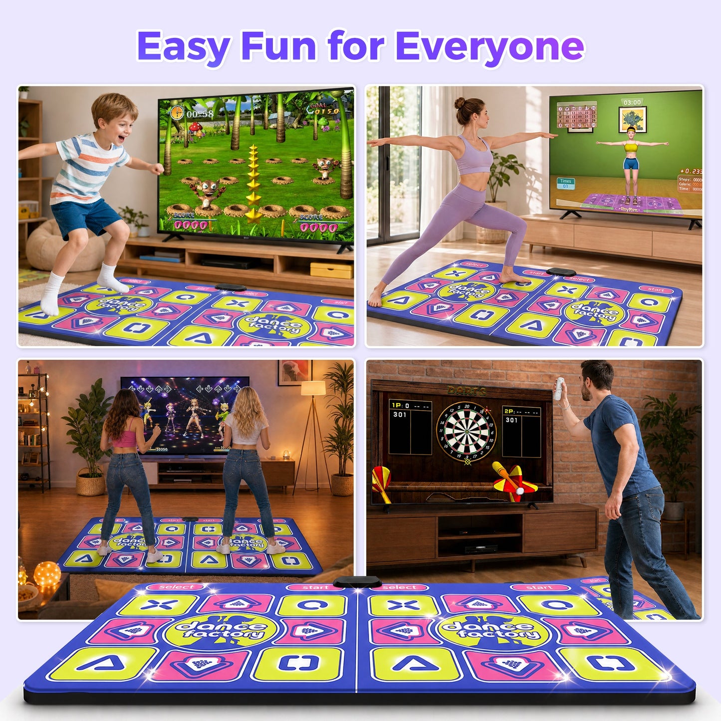 Advwin Double Dance Mat 2 Player Wireless Dance Game Mat