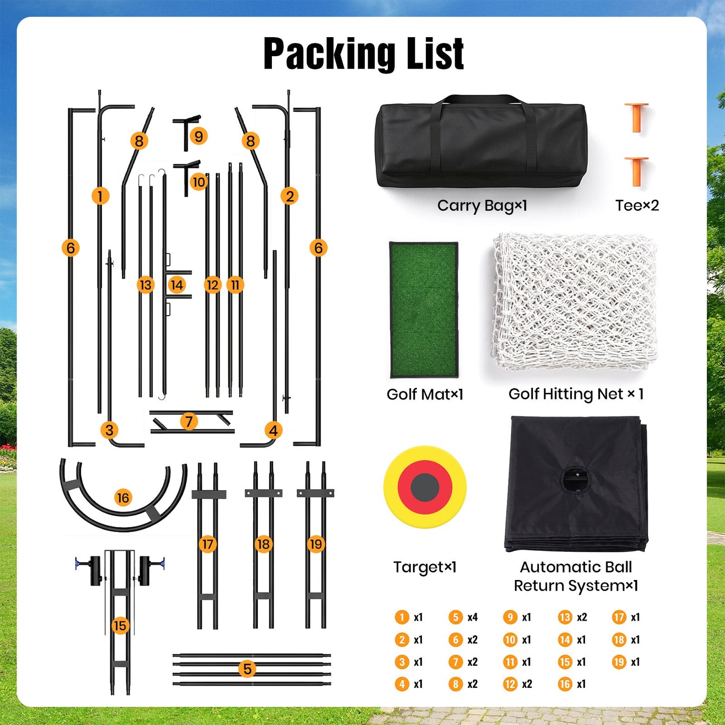 Advwin 10 x 8 FT Golf Practice Net w/ Automatic Ball Return