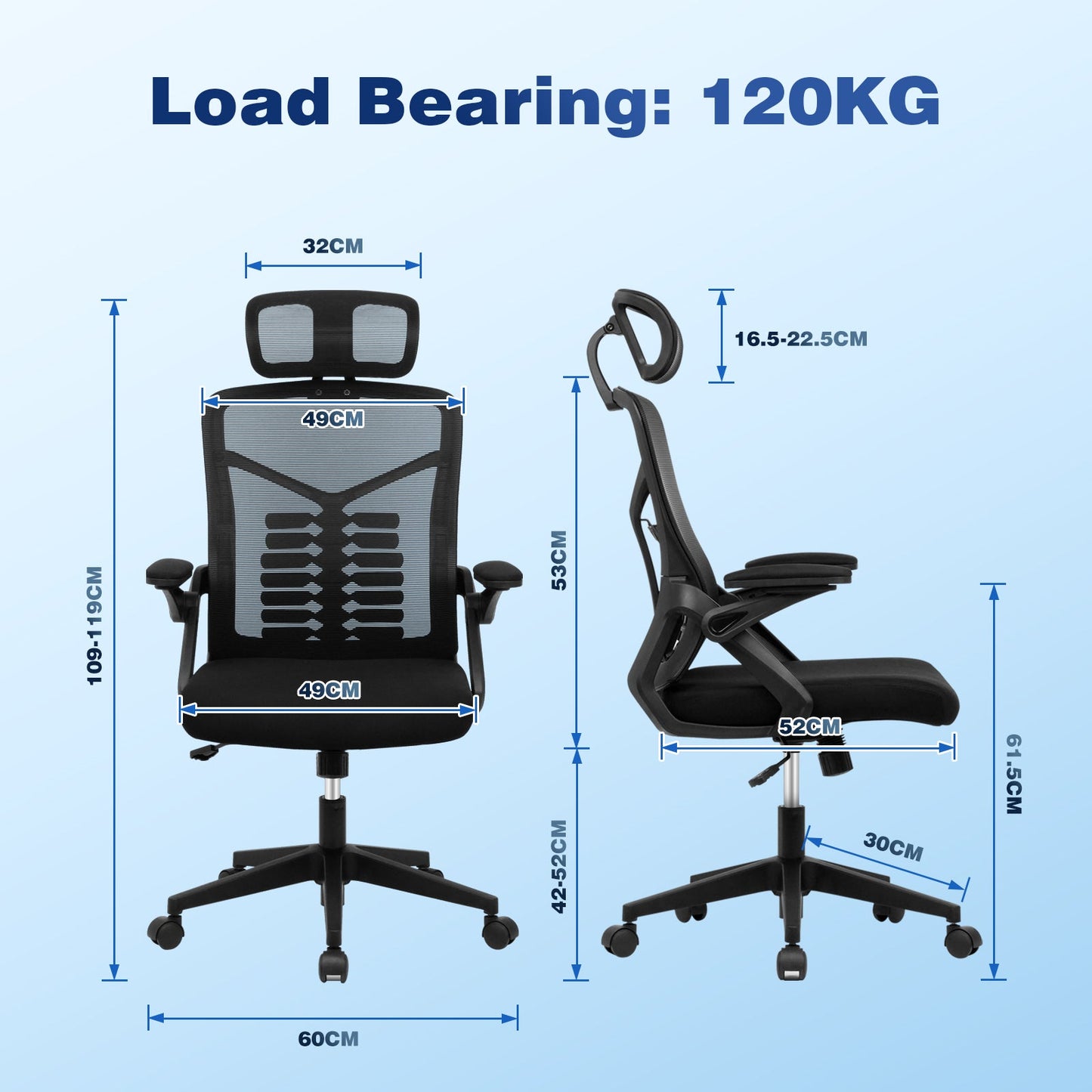Advwin Adjustable Ergonomic Office Chair Black