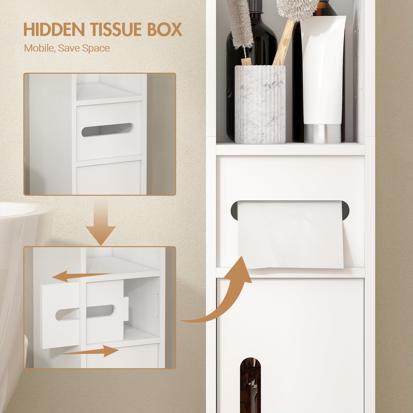 Advwin Slim Bathroom Storage Cabinet with Drawer