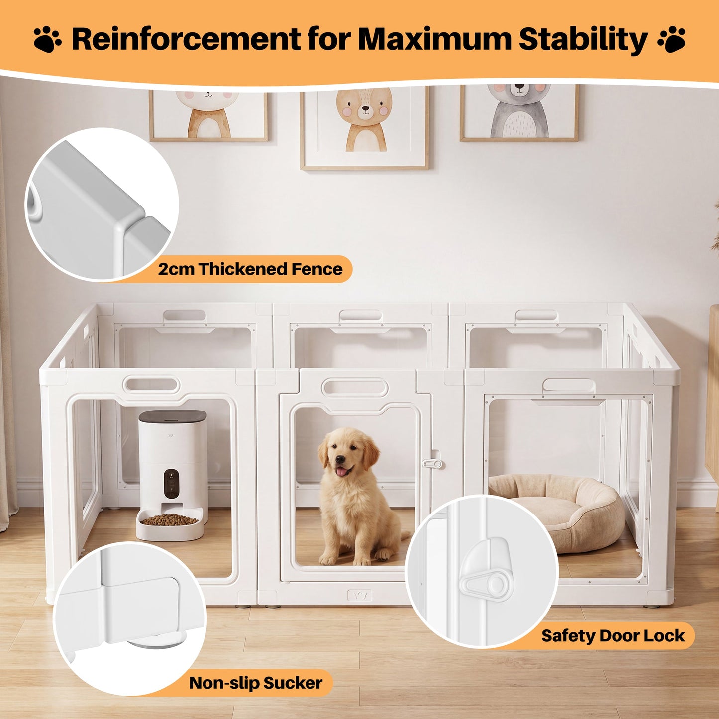 Advwin Indoor Pet Playpen with 12 Clear Panels