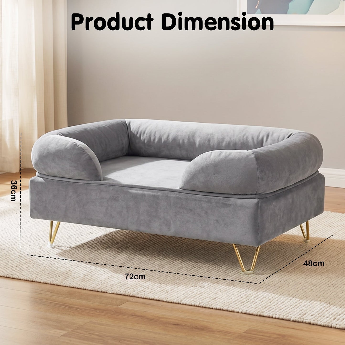 Advwin Elevated Dog Sofa Bed with Soft Velvet Cushion