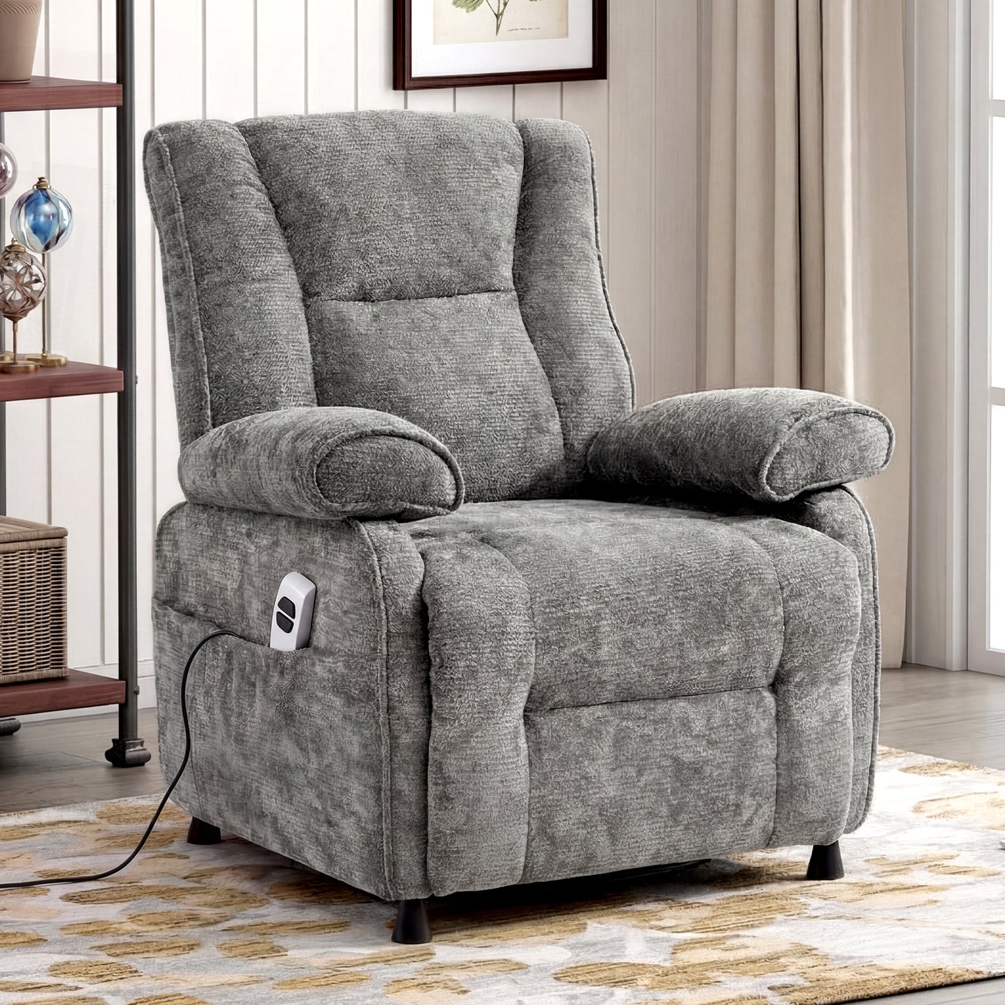 Advwin Recliner Chair Electric Adjustable backrest and footrest Grey