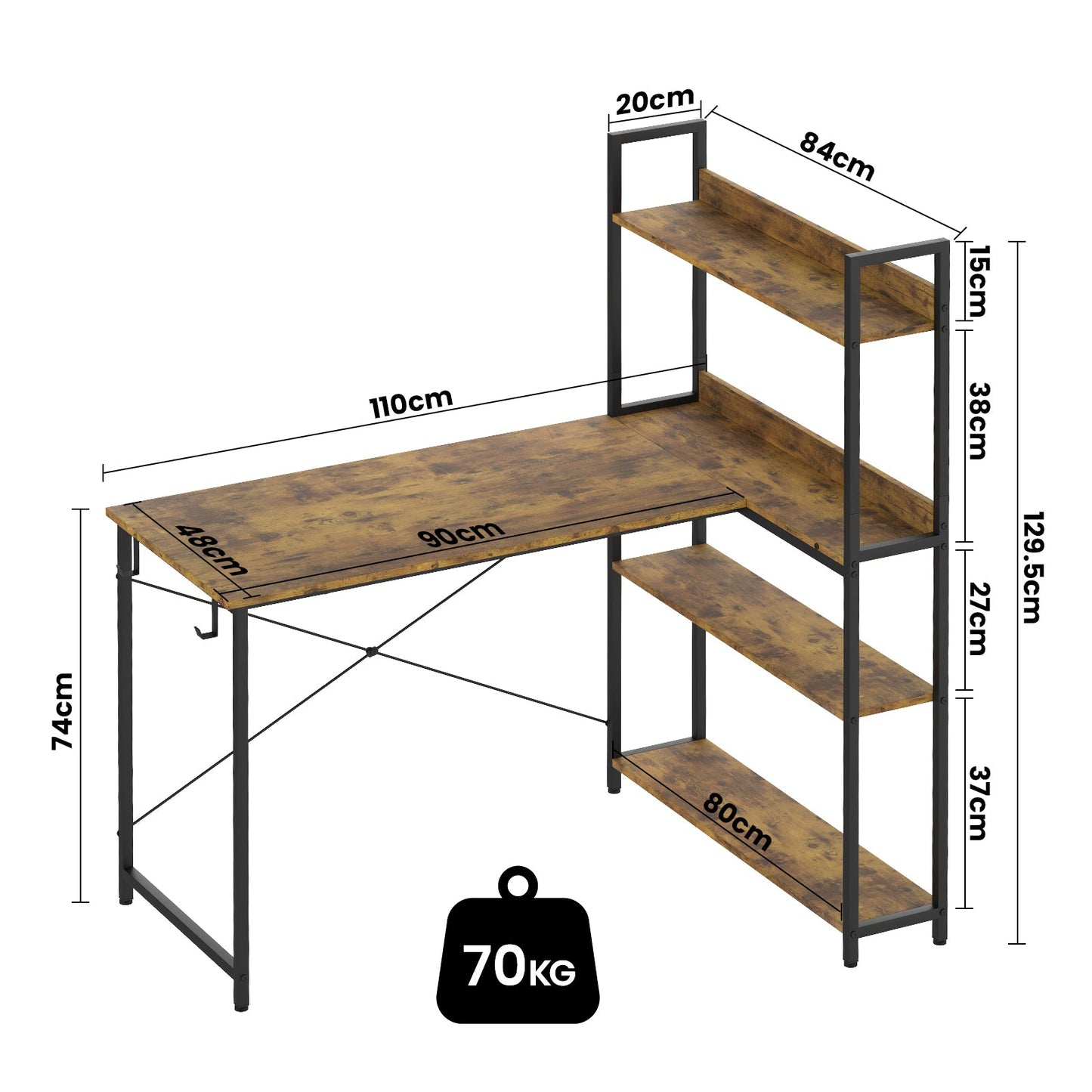 Advwin 110cm L Shaped Computer Desk