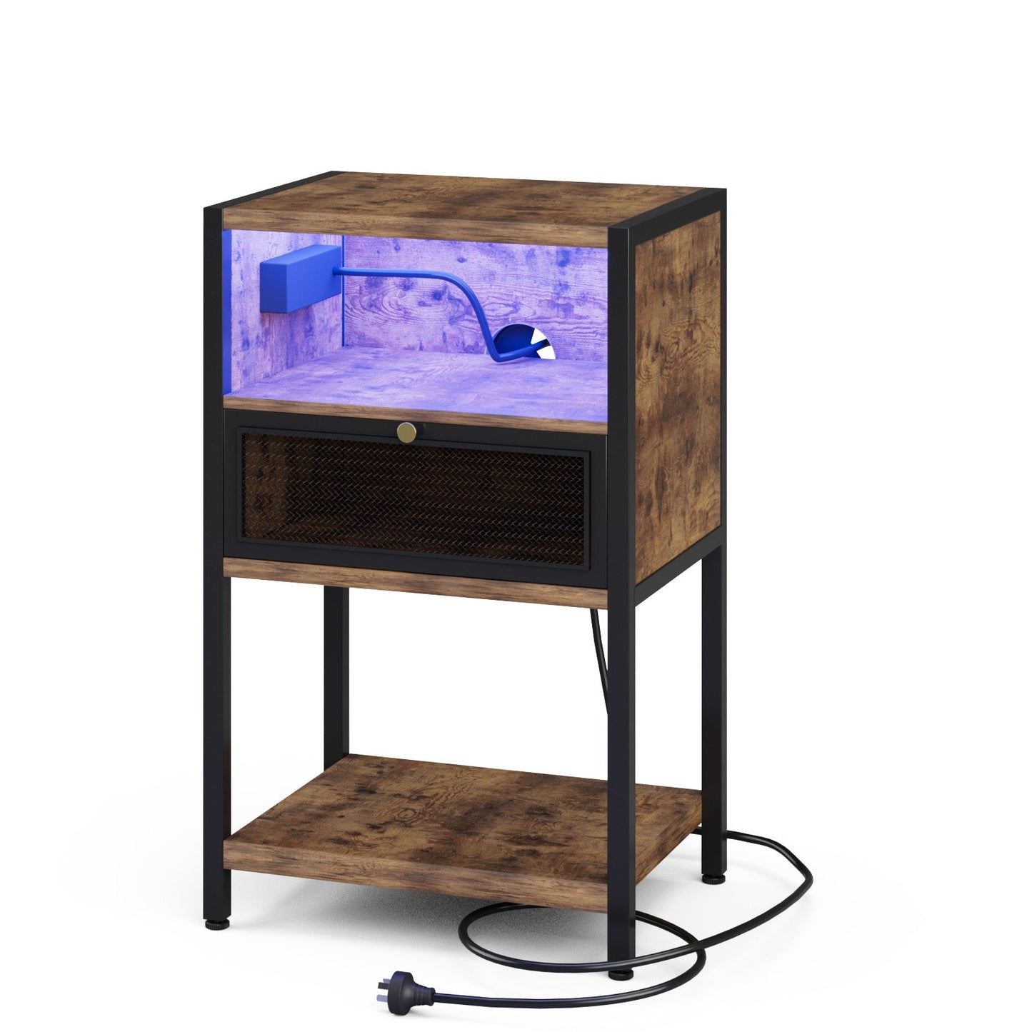 Advwin LED Bedside Table with Charging Station