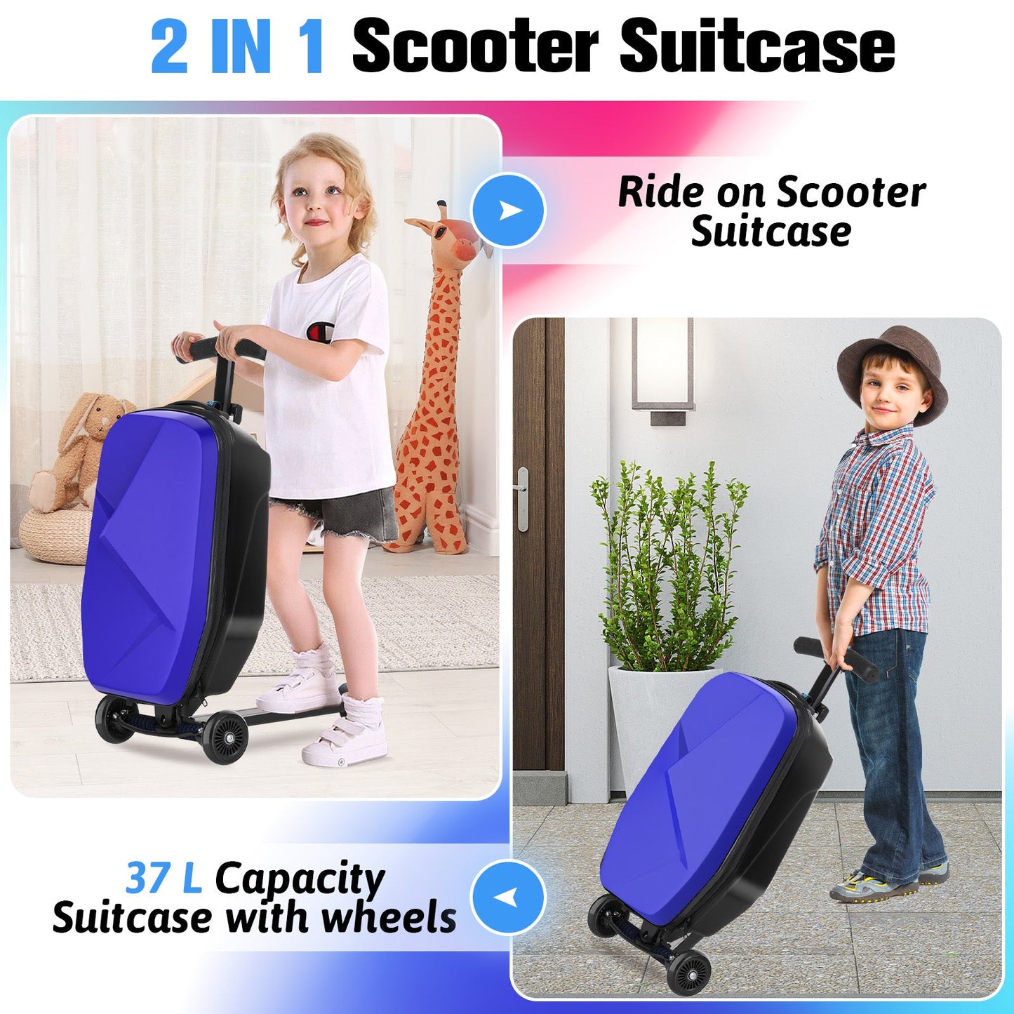 Advwin 2-in-1 Foldable Scooter Suitcase LED Wheels
