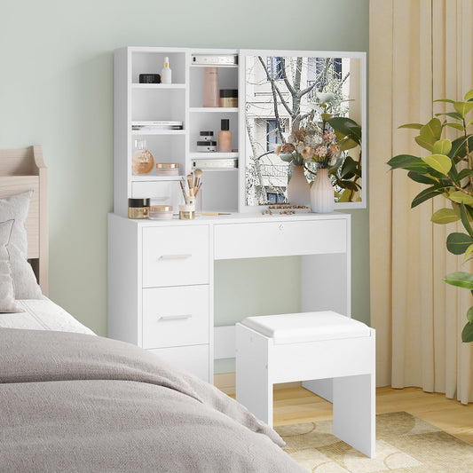Advwin Dressing Table Stool Set Makeup Dresser