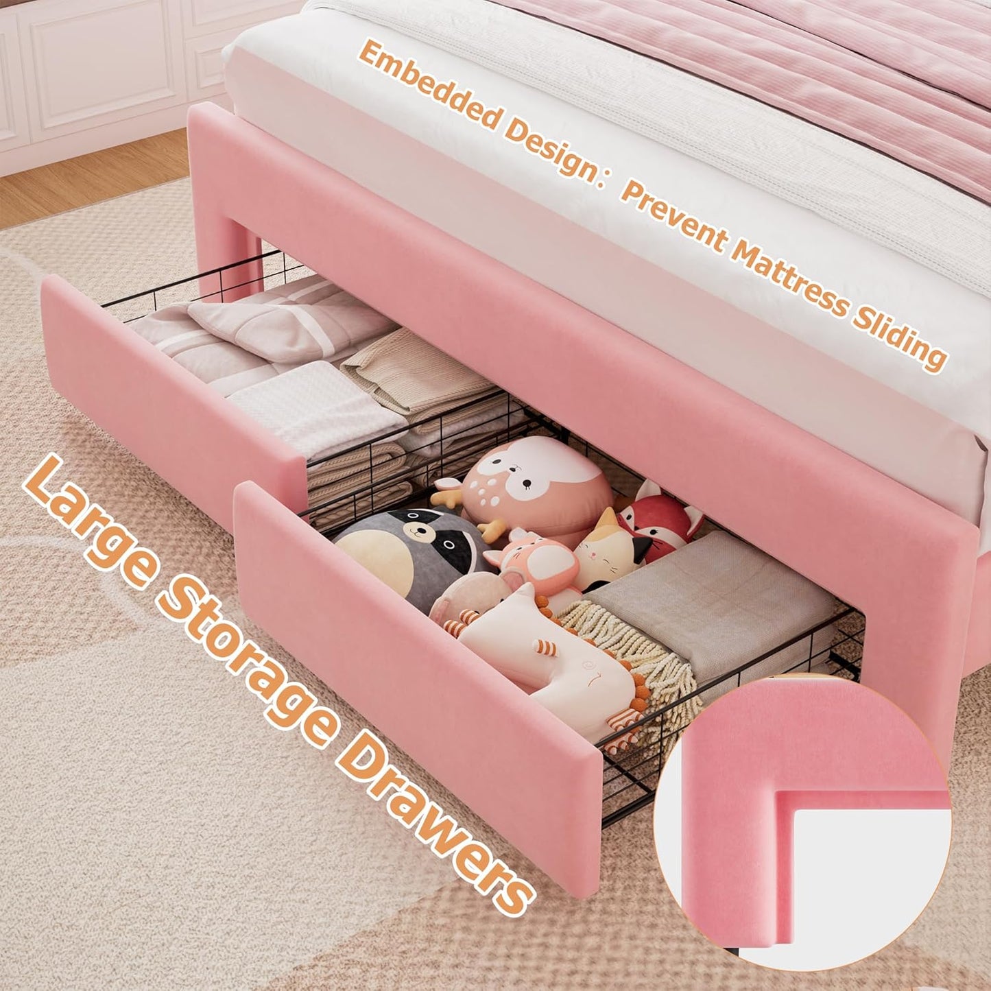 Advwin LED Bed Frame with Adjustable Headboard