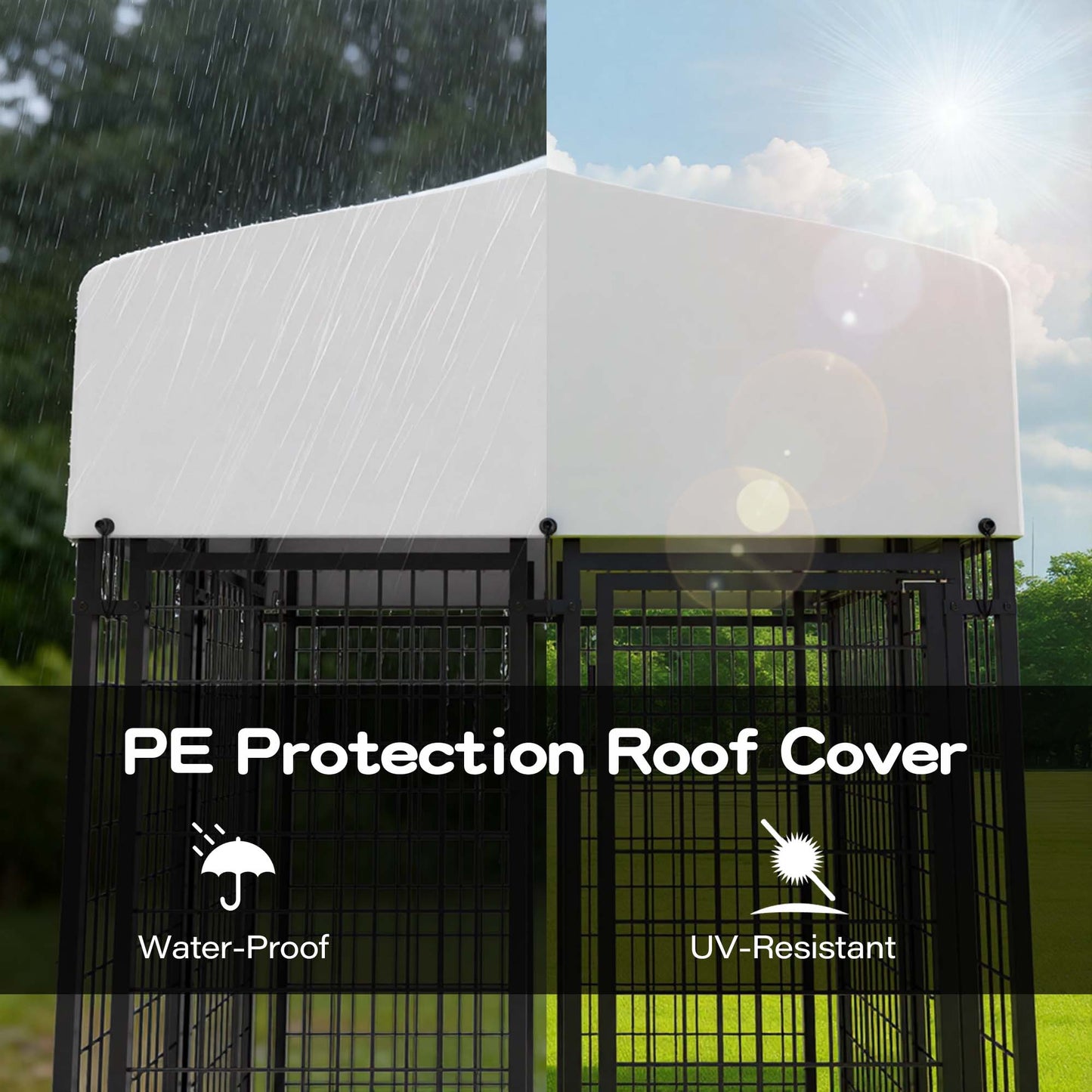 Advwin 8 Panels Outdoor Dog Kennel w/ Secure Lock