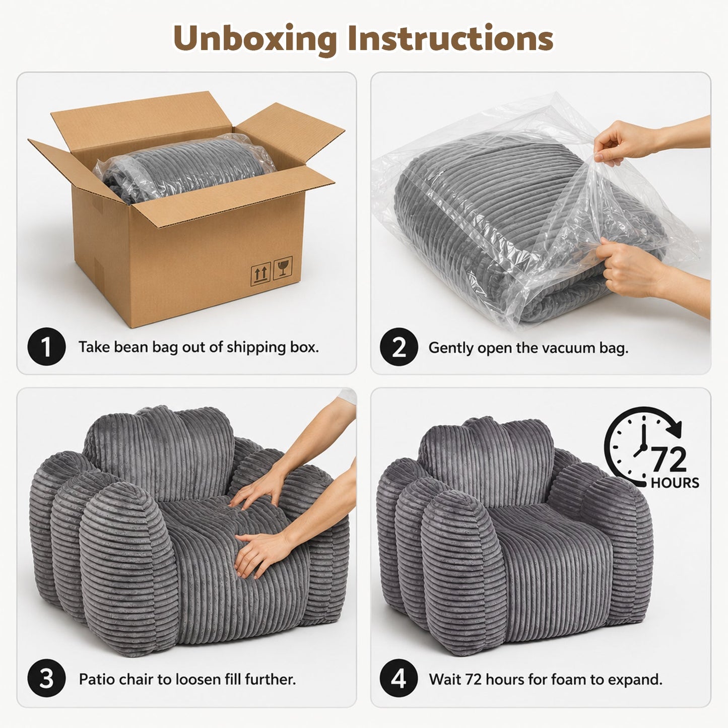 Advwin Bean Bag Chair Sofa w/ Armrests & Handle