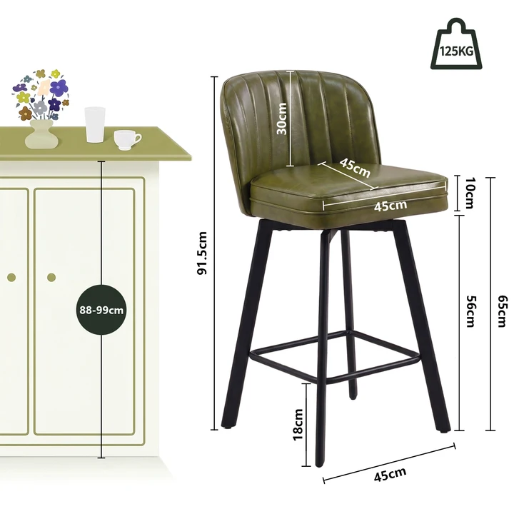 Advwin Set of 4 360° Swivel Bar Stools