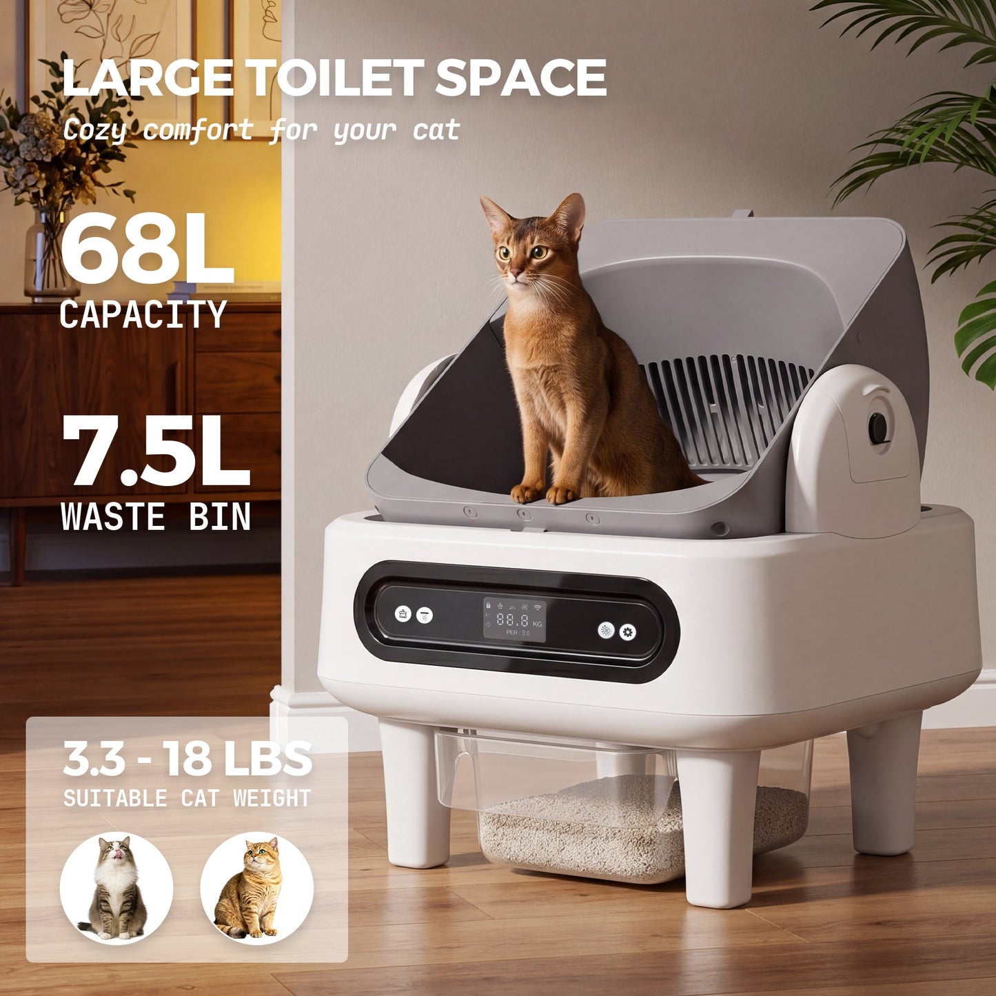 Advwin Self Cleaning Cat Litter Box with UV Sterilizer