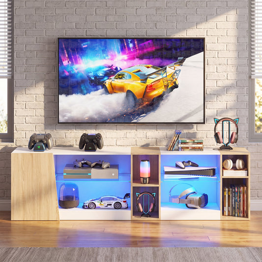 Advwin 160cm LED TV Unit with Adjustable Glass Shelves