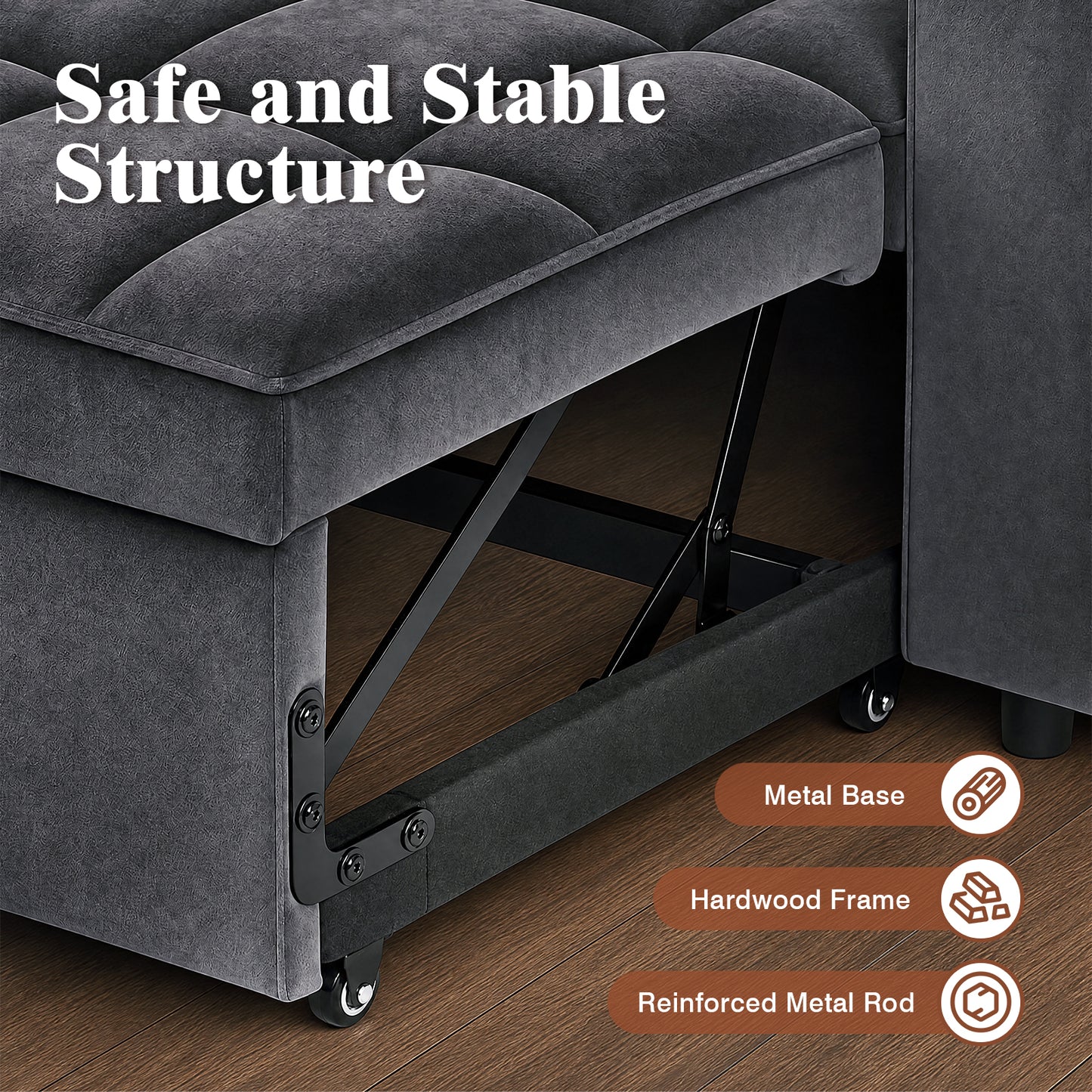 Advwin 3-in-1 Velvet Convertible Sofa Bed
