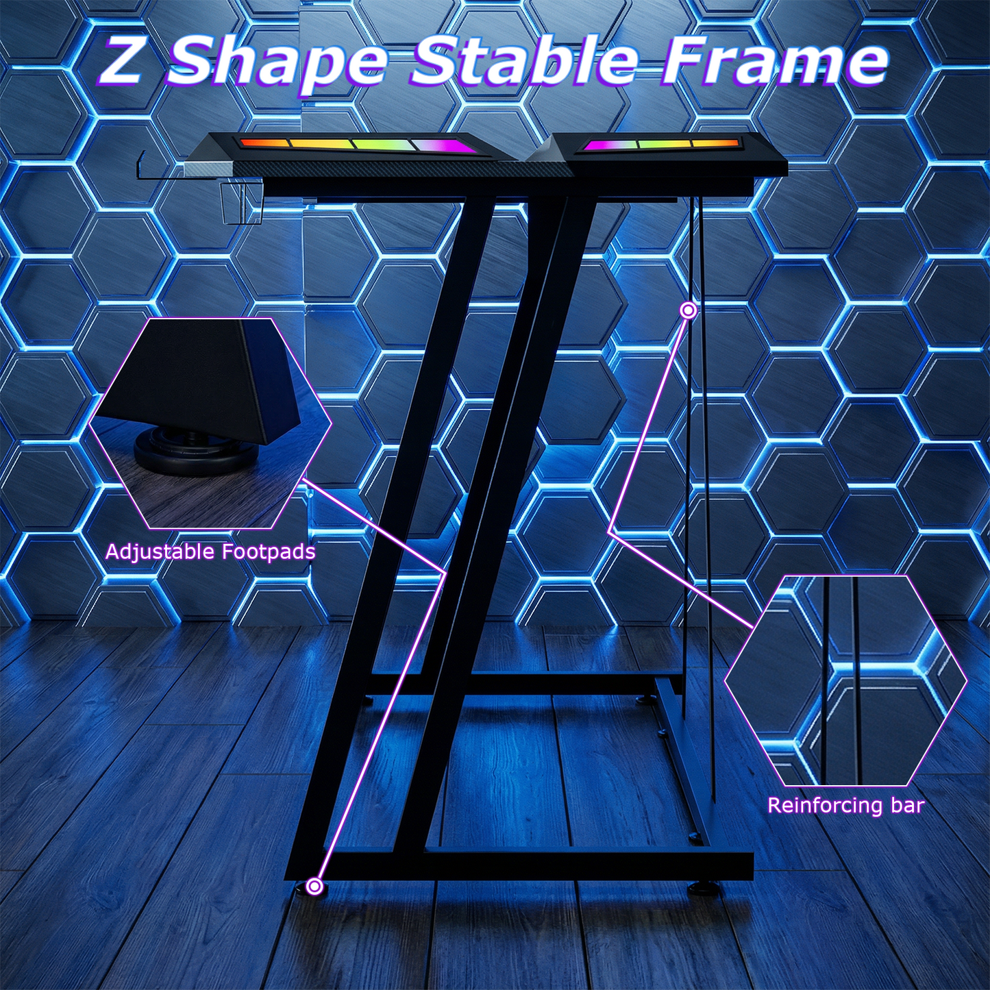 Advwin Computer Gaming Desk 140cm RGB LED