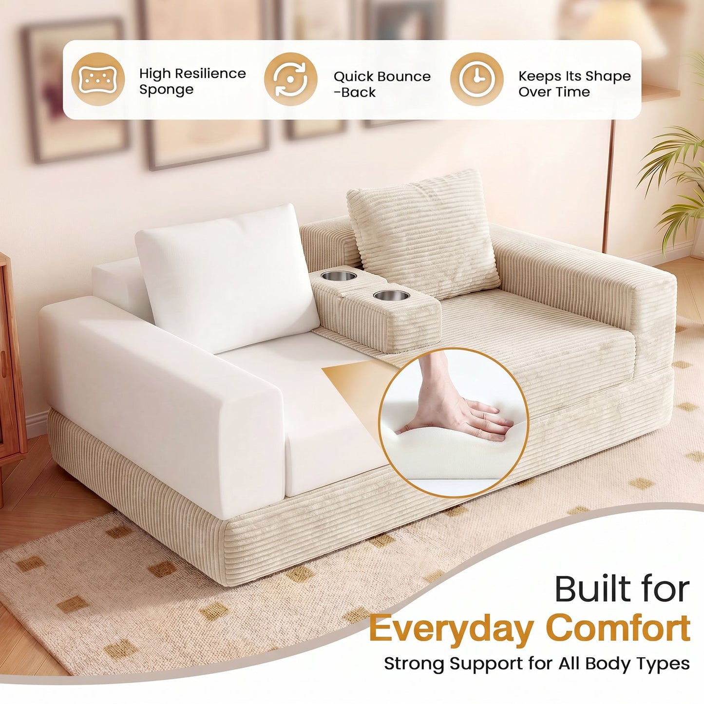 Advwin Folding Sofa Bed 2 in 1 Convertible Floor Sofa