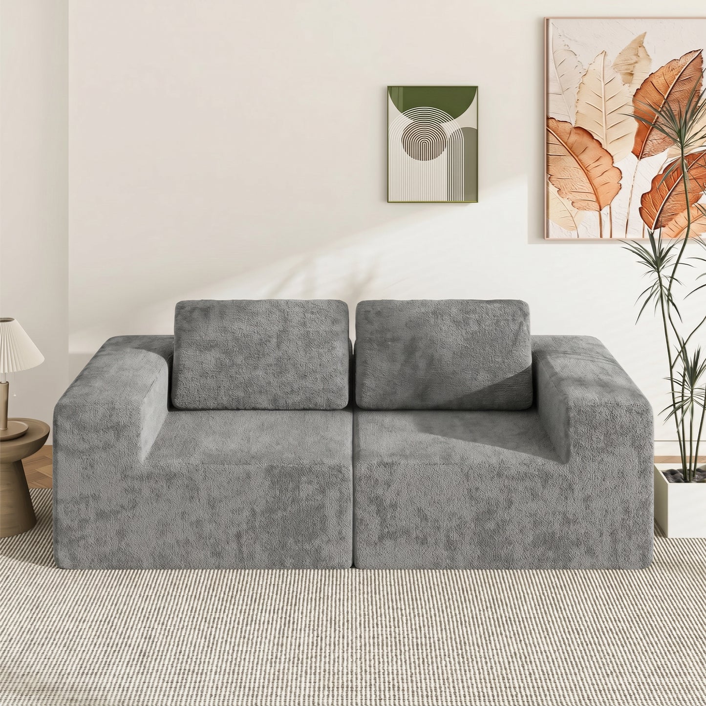 Advwin 190cm Modular Loveseat Sofa Chenille Fabric