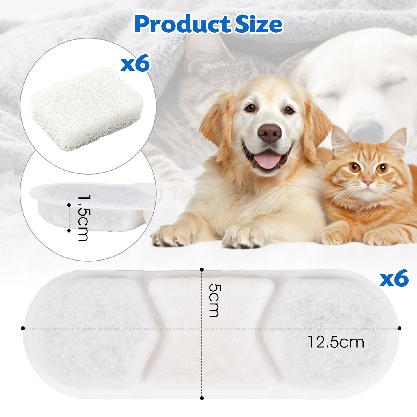 Advwin 6PCS Replacement Filters for 7L Pet Fountain