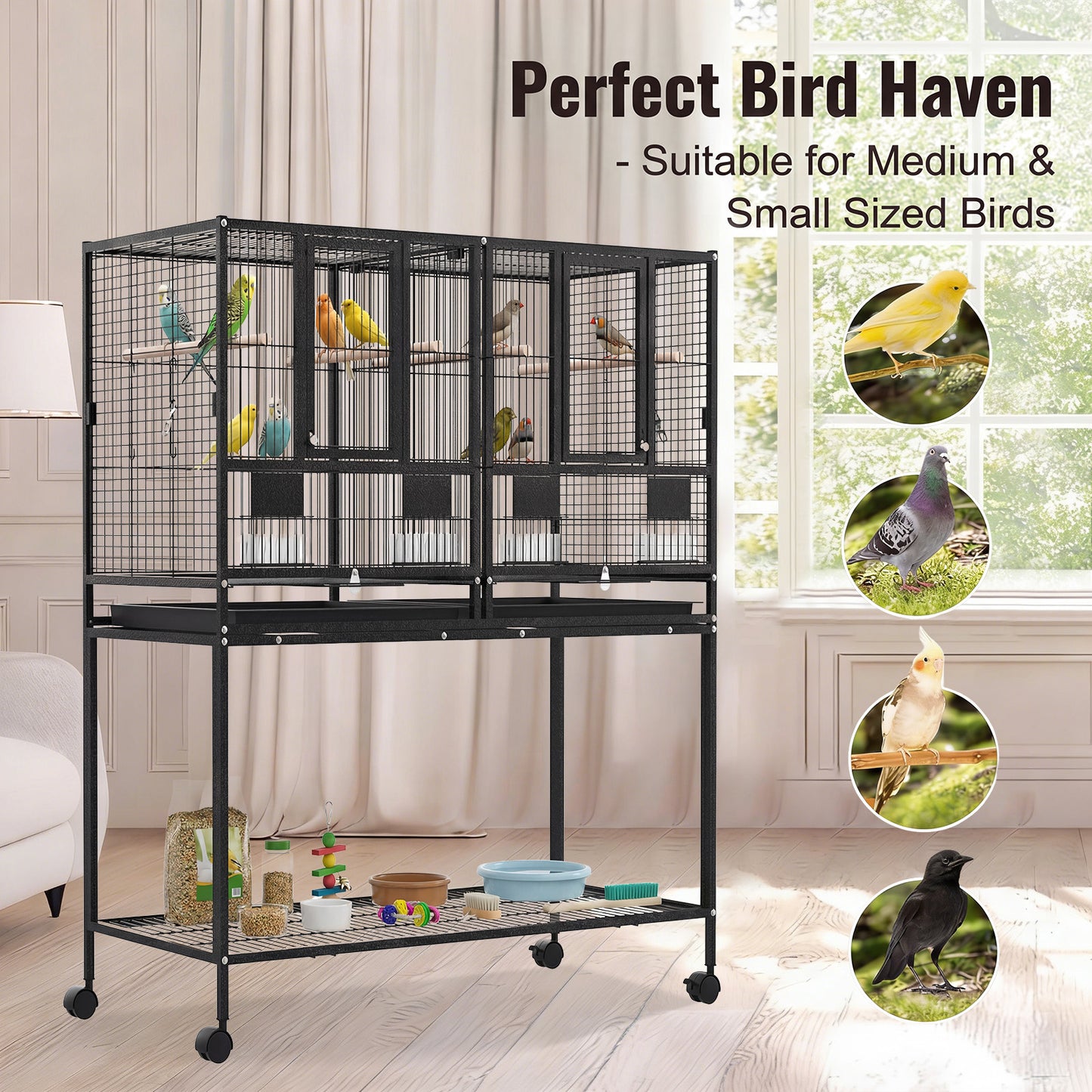 Advwin Bird Cage 2in1 Large Cage Wheel w/Brake