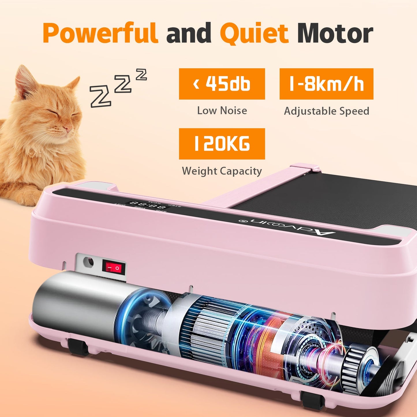 Advwin Walking Pad Under Desk Treadmill for Home Pink