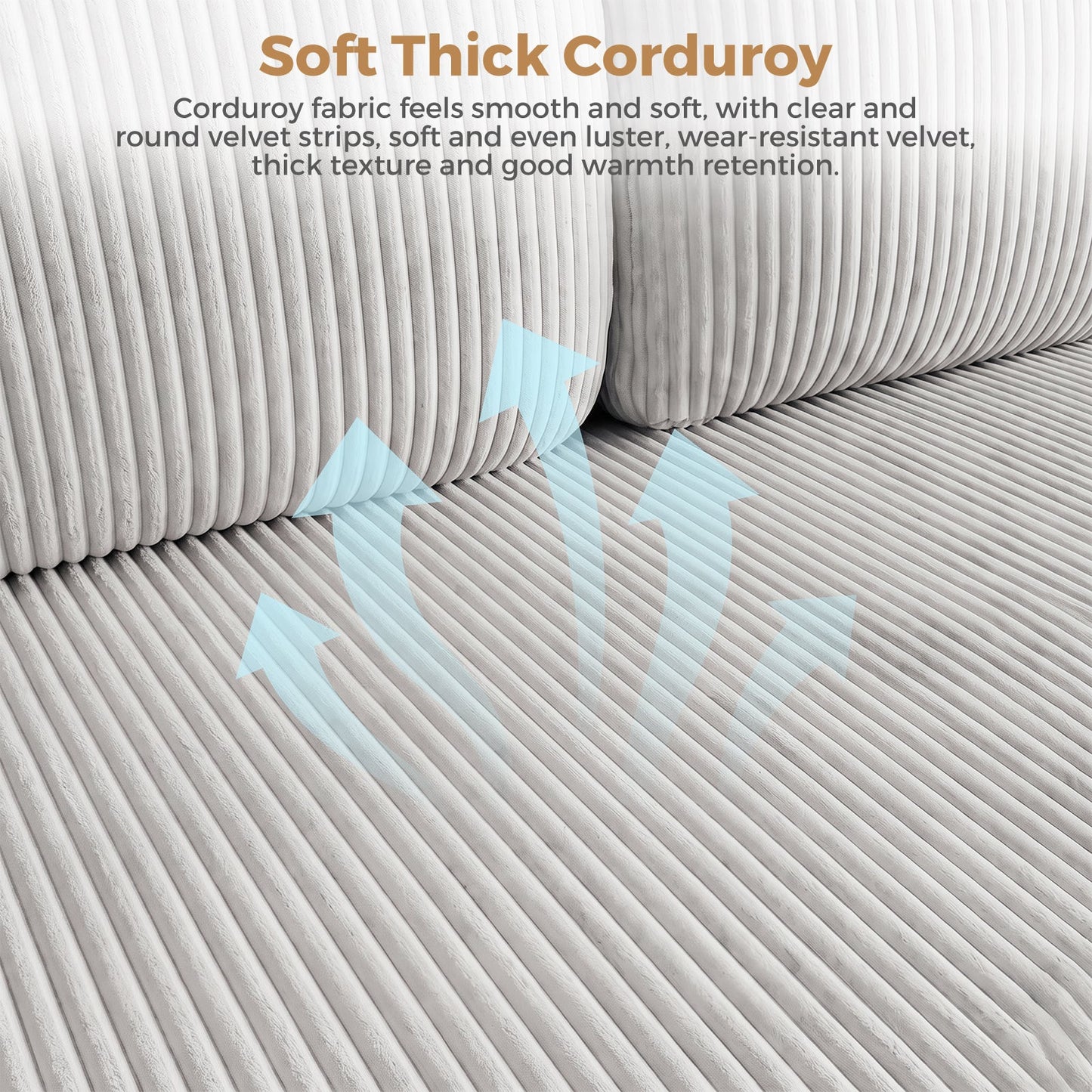 Advwin 4-Seater U Shape Corduroy Sectional Sofa 280cm