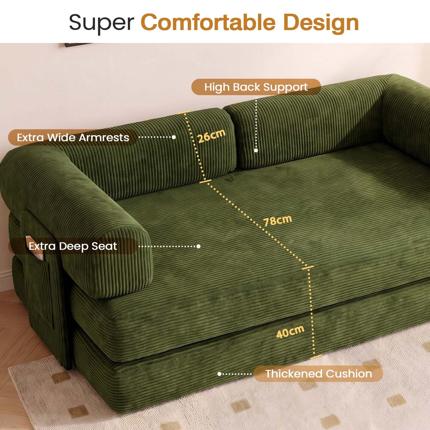 Advwin 5-in-1 Convertible Folding Loveseat Sofa Bed