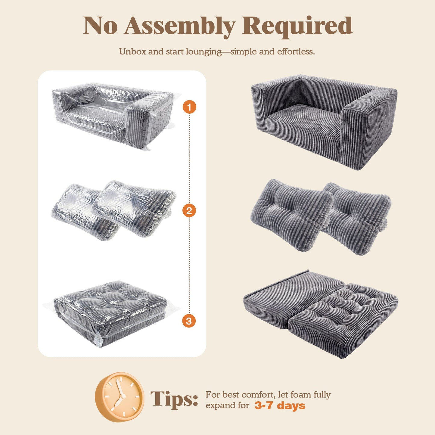 Advwin Folding Sofa Bed  Fold Out Corduroy Sleeper Couch