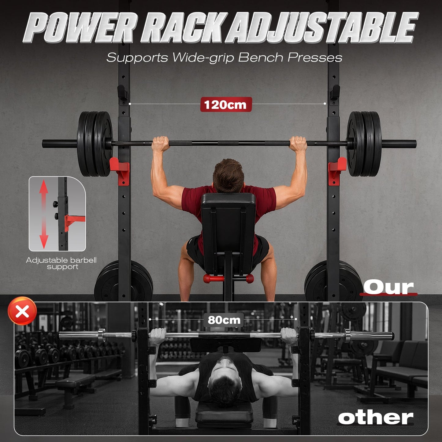 Advwin Adjustable Squat Rack with Pull Up Bar