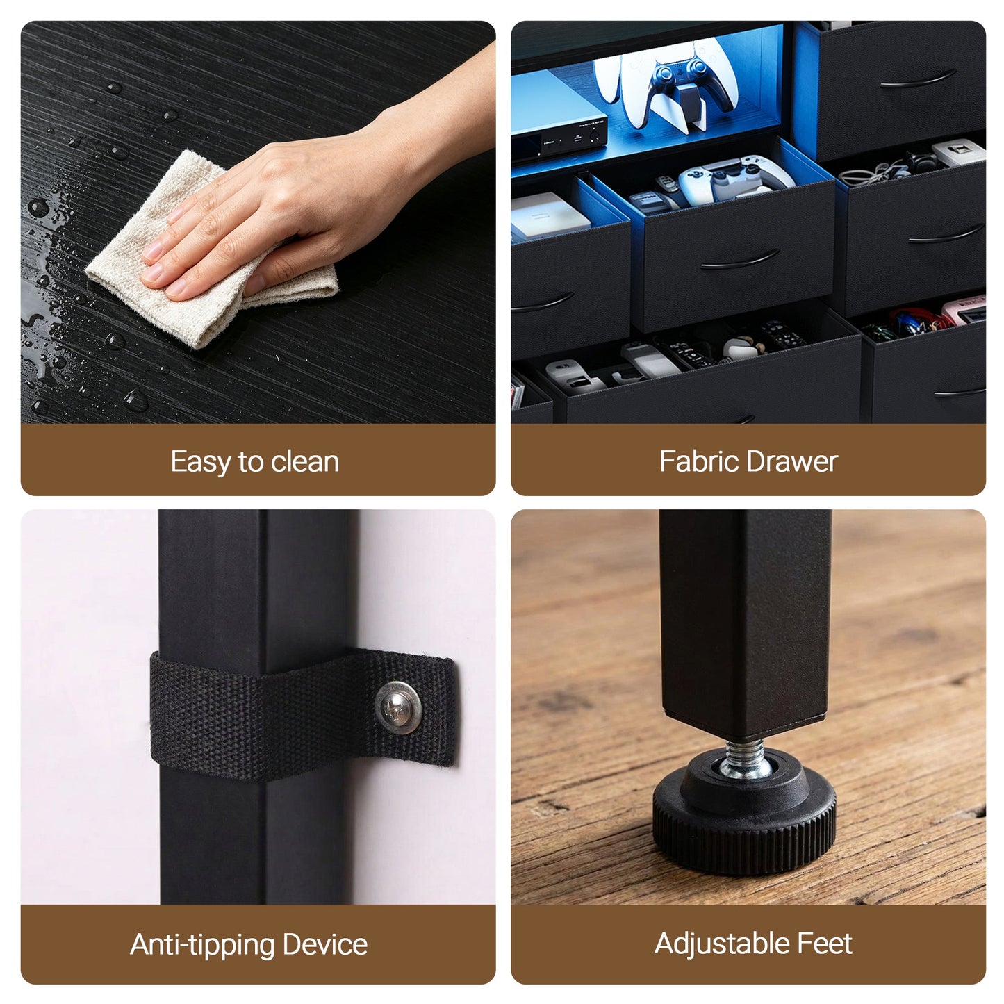 Advwin 160cm TV Stand with 11 Drawers & LED Lights