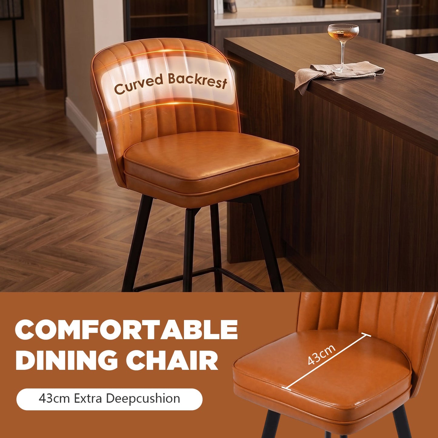 Advwin Set of 4 360° Swivel Bar Stools