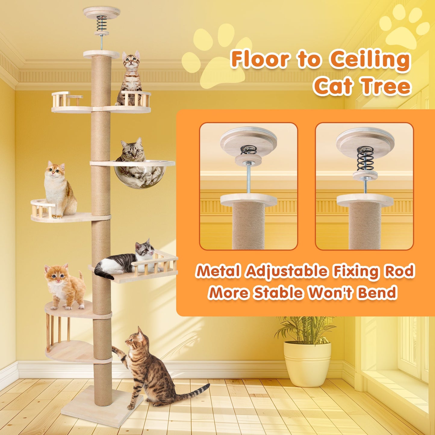 Advwin Adjustable Height Cat Scratching Post