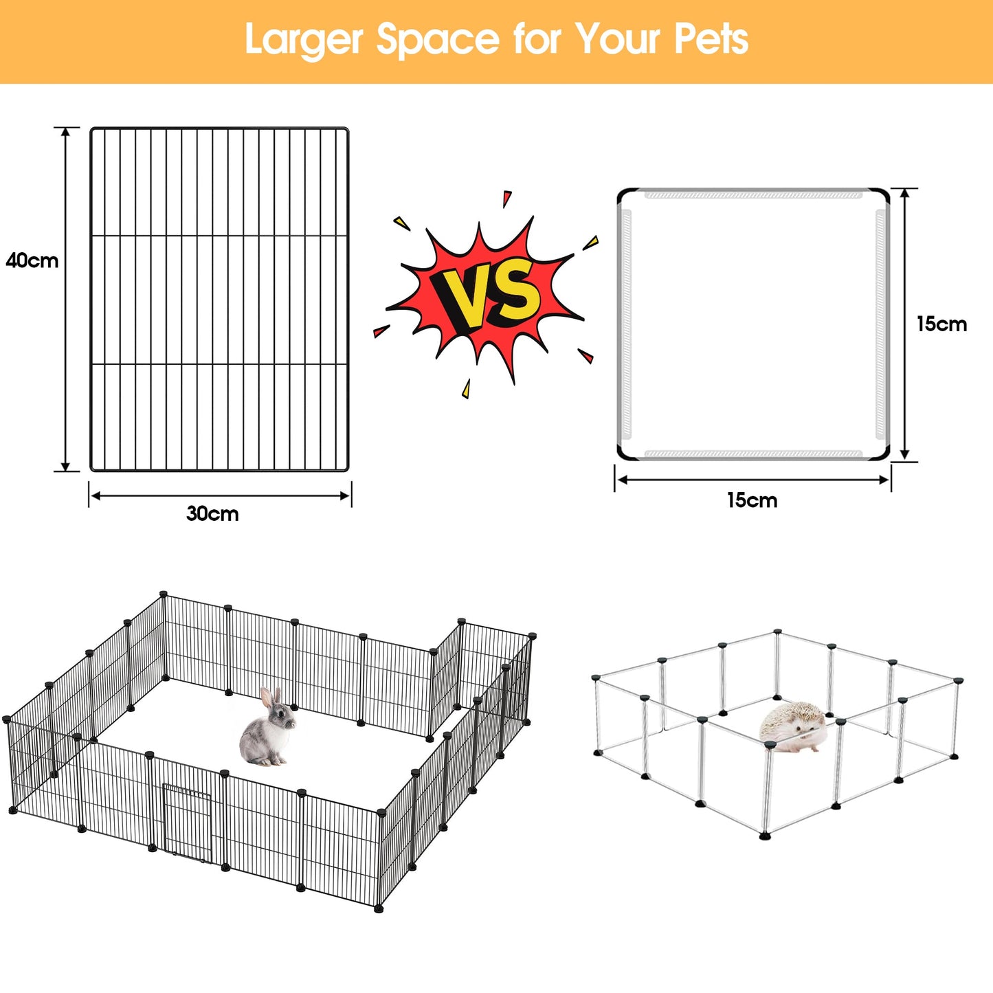 Advwin DIY Pet Playpen with 20 Metal & 24 Transparent Panels
