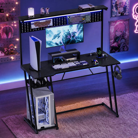 Advwin 120cm LED Gaming Desk w/ Movable Monitor Stand