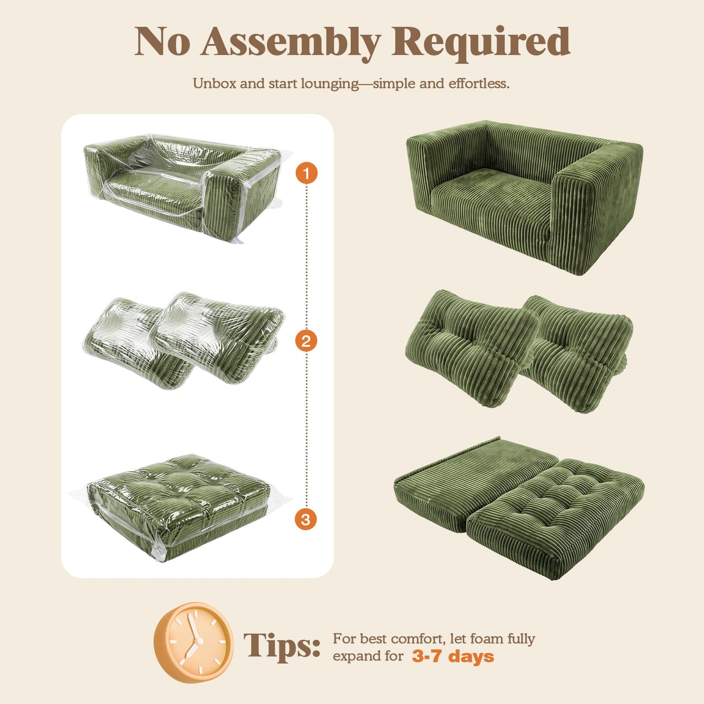 Advwin Folding Sofa Bed  Fold Out Corduroy Sleeper Couch