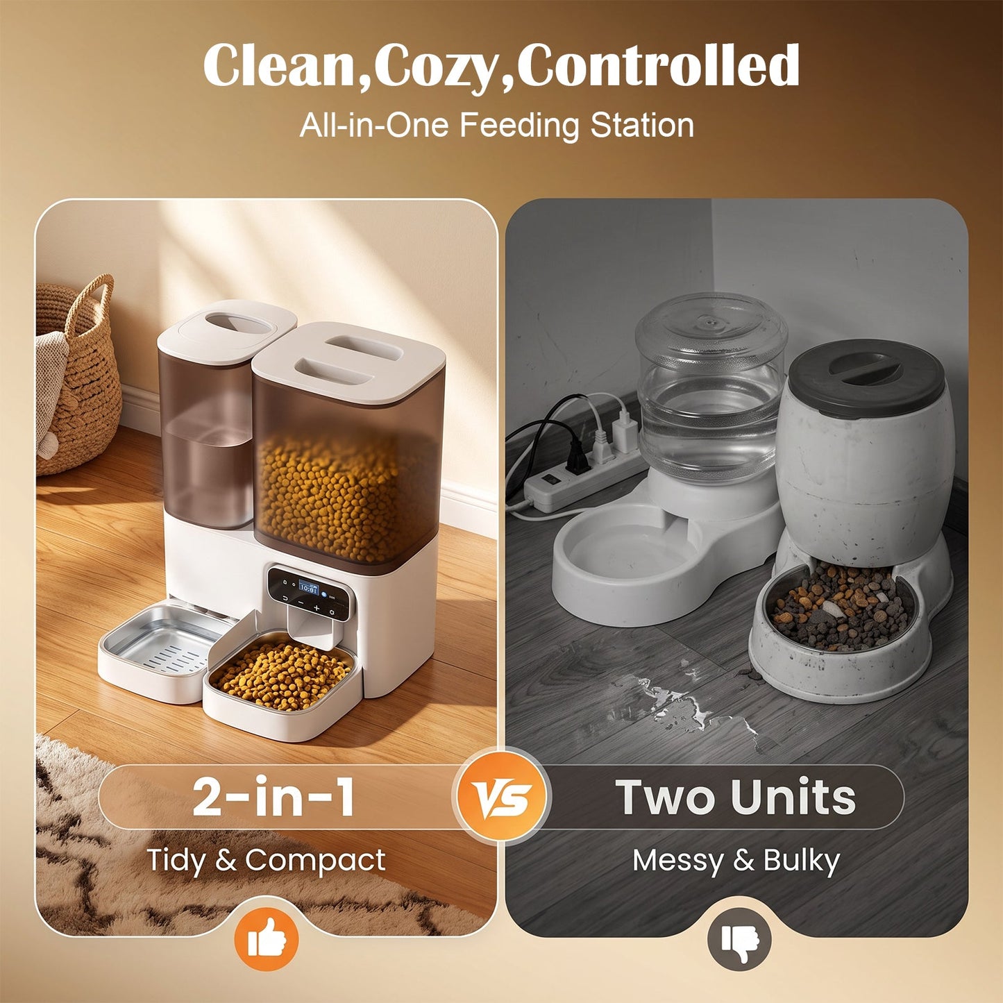 Advwin 2-in-1 Automatic Cat Feeder & Water Dispenser