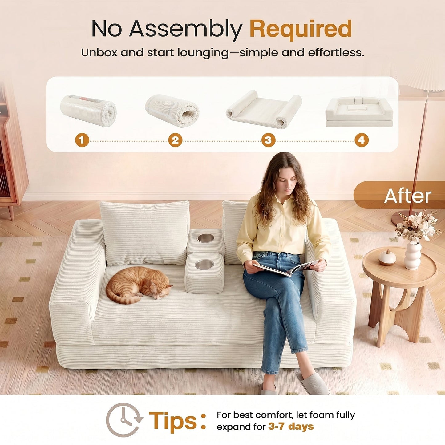 Advwin Folding Sofa Bed 2 in 1 Convertible Floor Sofa