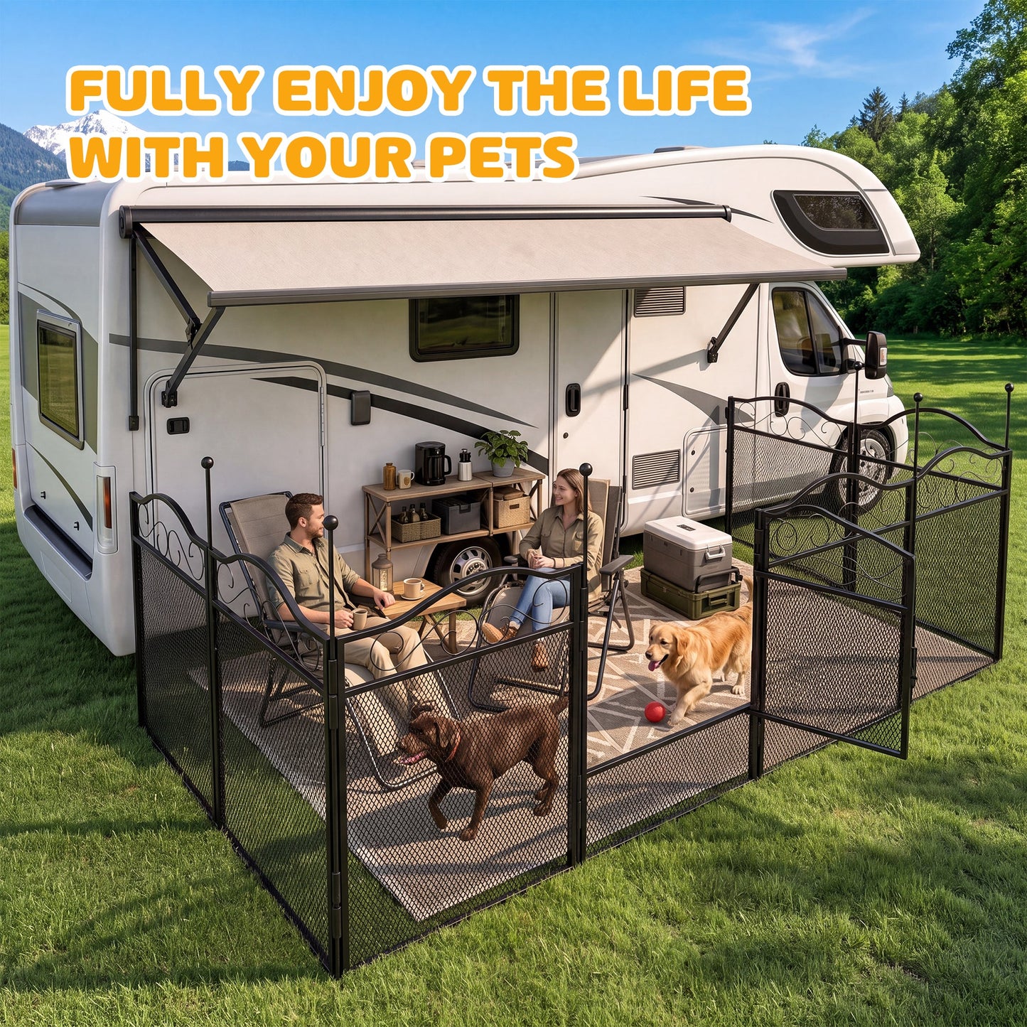 Advwin 8-Panel Metal Dog Playpen with Waterproof Bottom