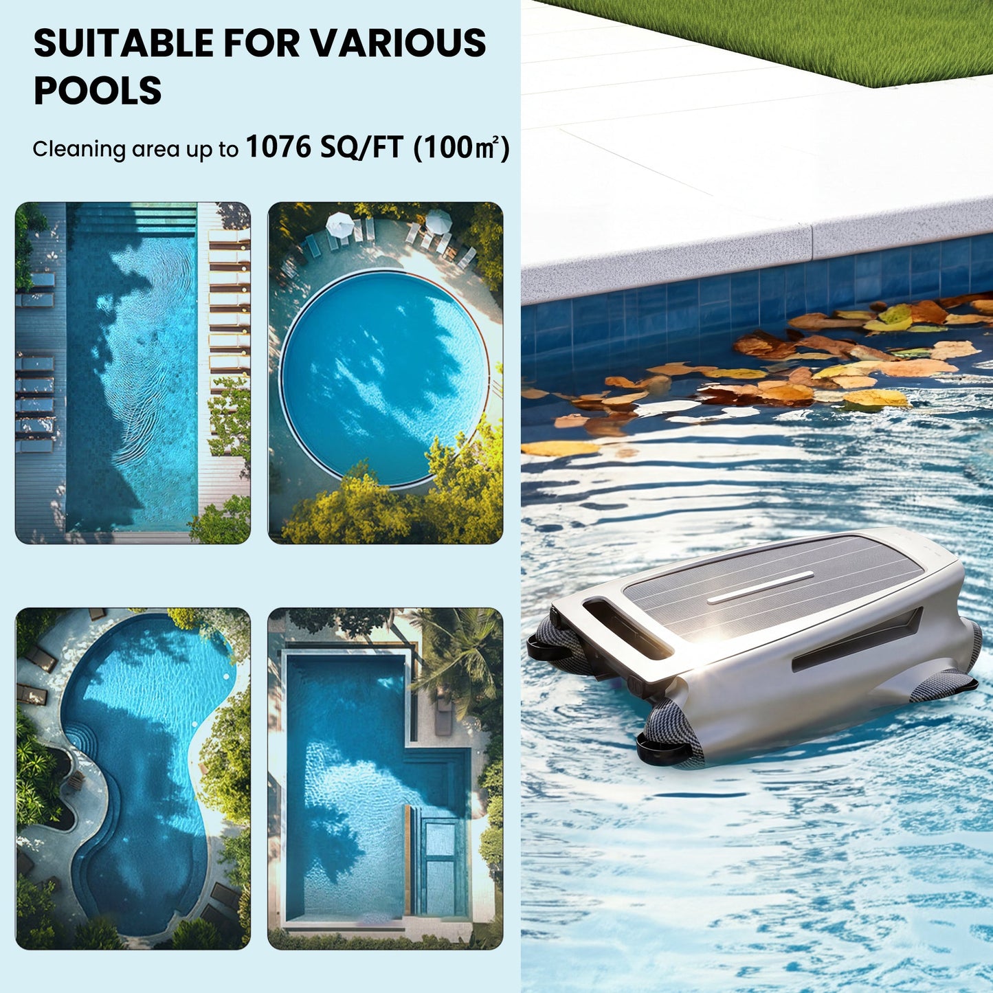Advwin Solar Pool Skimmer APP Control Dual Charging Modes