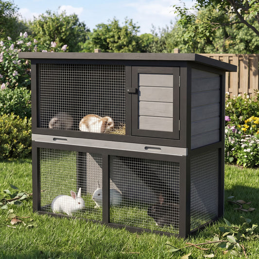 Advwin Rabbit Hutch 2 storey Wooden Pet Cage