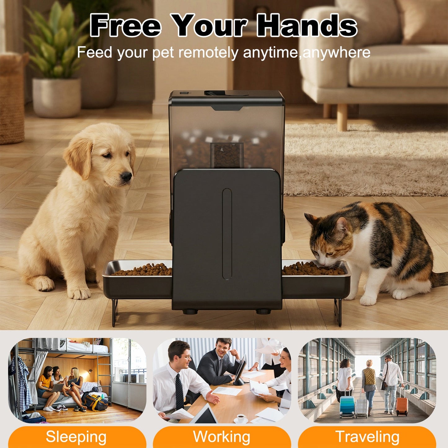 Advwin 5L Automatic Cat Feeder with 5G WiFi for 2 Cats