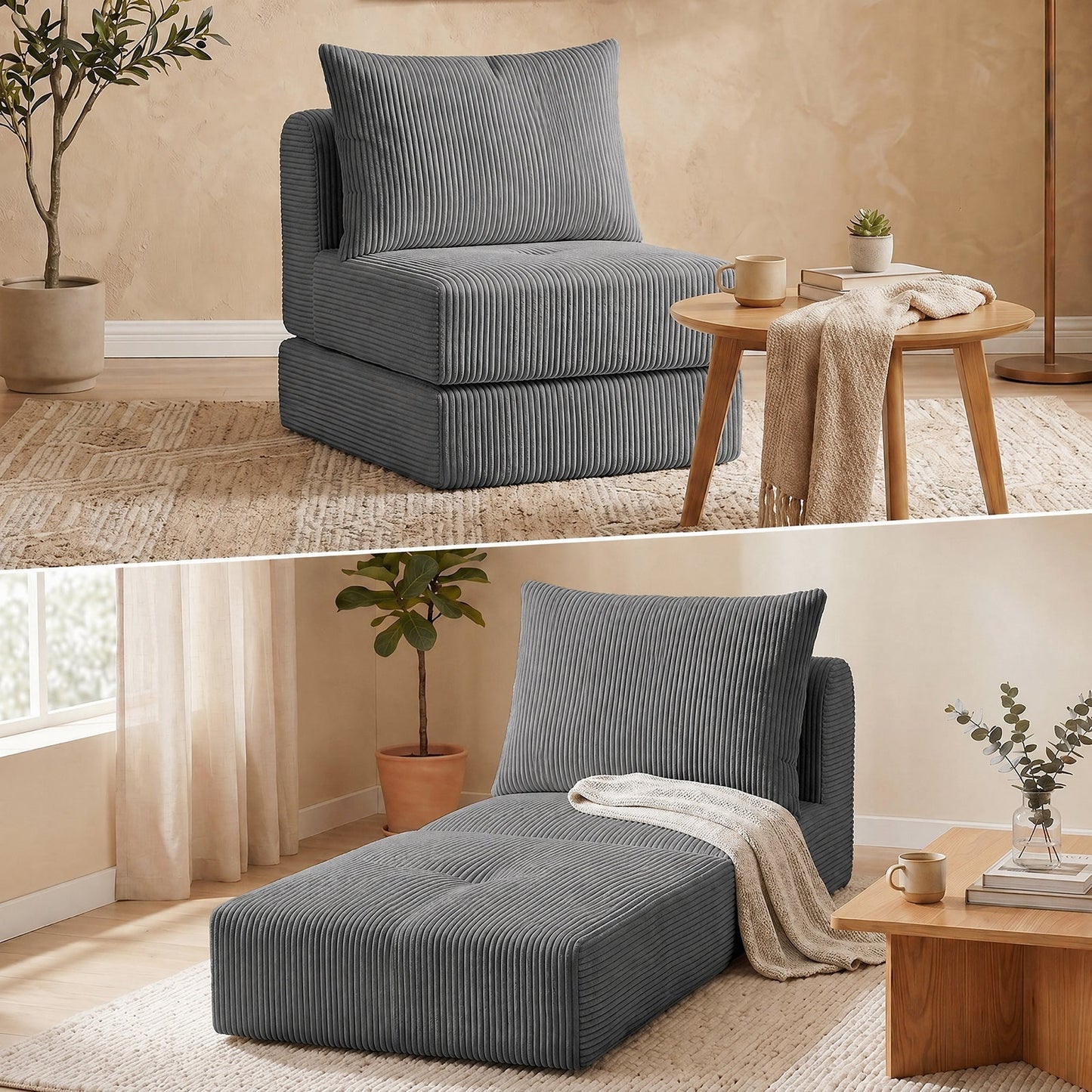 Advwin Stackable Corduroy Sofa Lounger