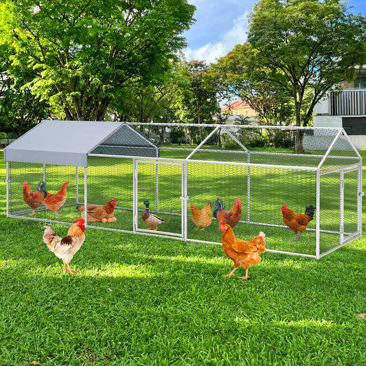 Advwin Outdoor Chicken Coop Galvanized Metal with Cover