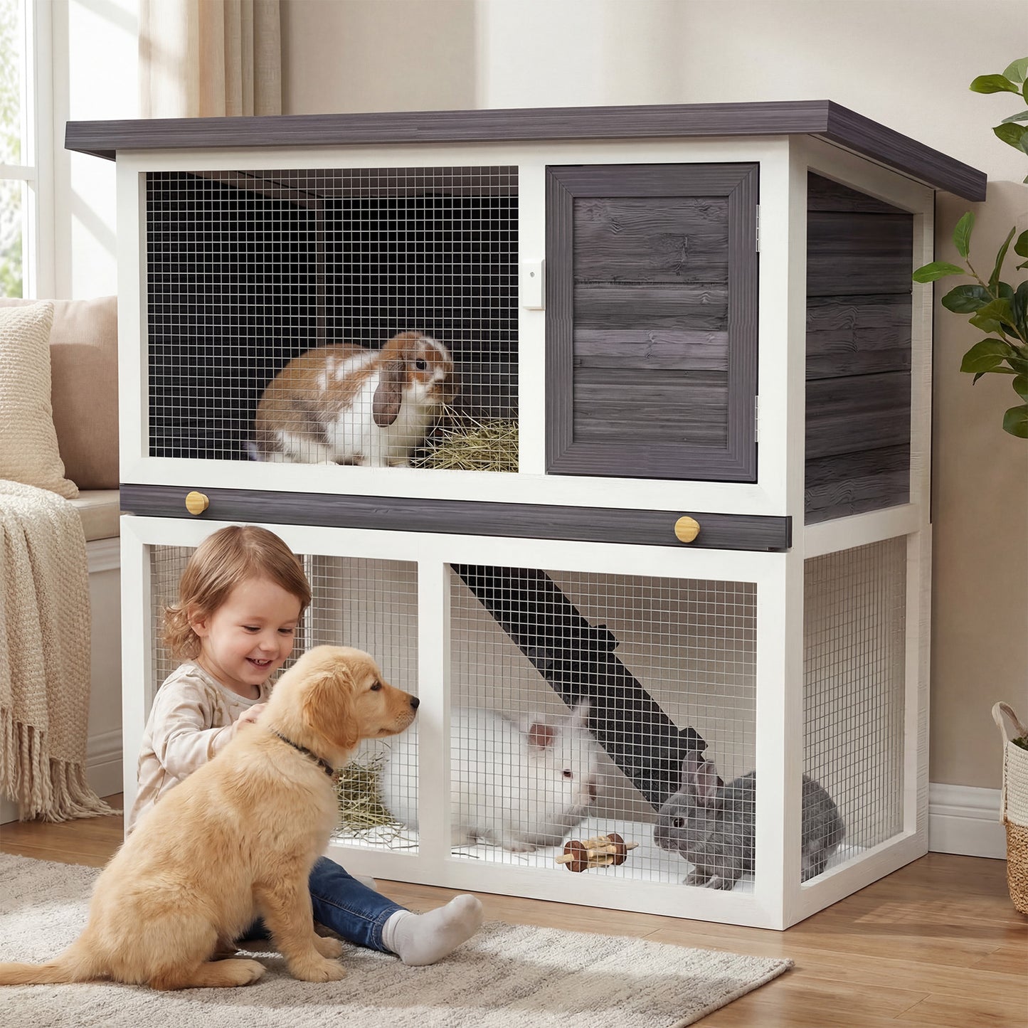 Advwin Wooden Pet Hutch Rabbit Cage House