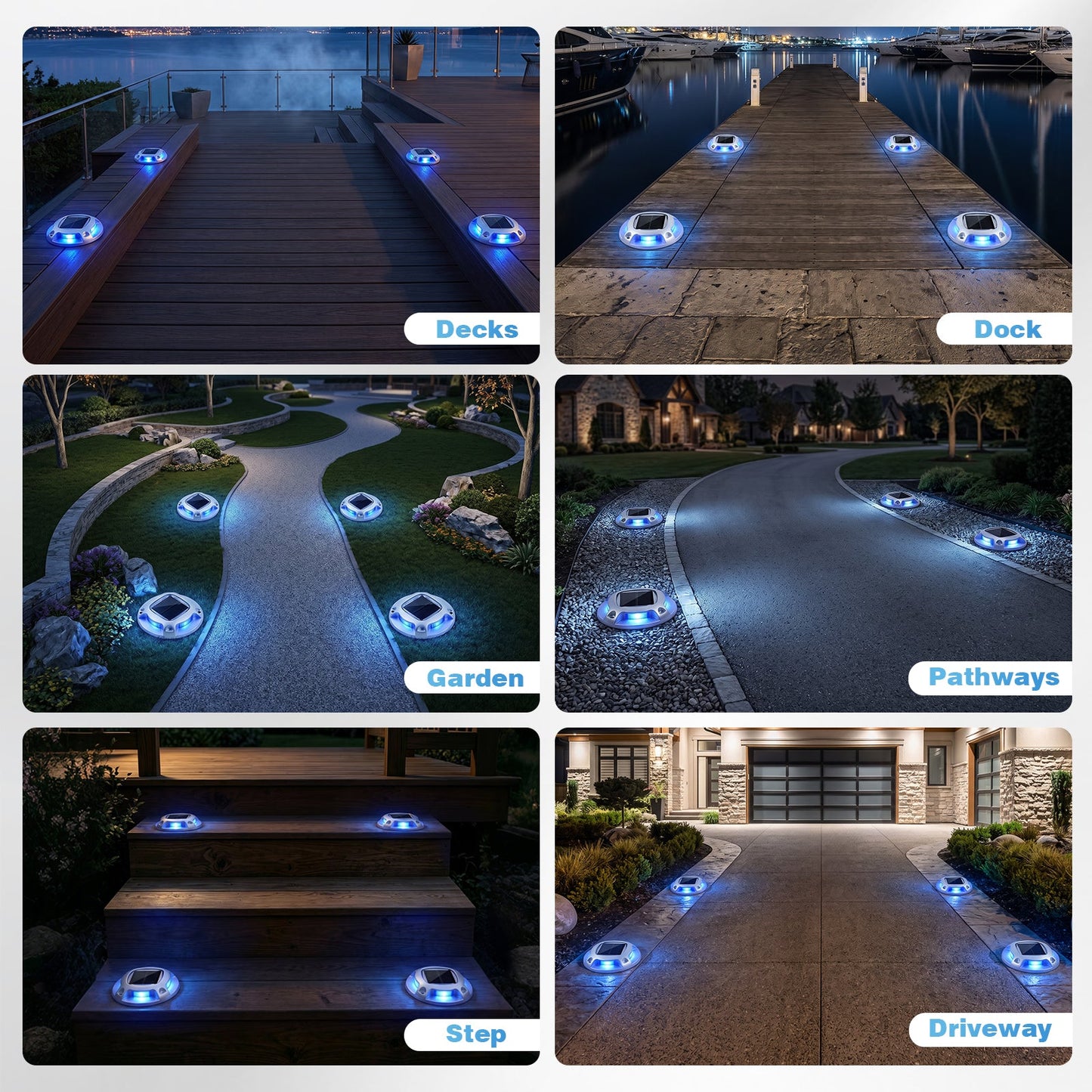 Advwin Solar Deck Lights  2 Color in 1 Driveway Lights