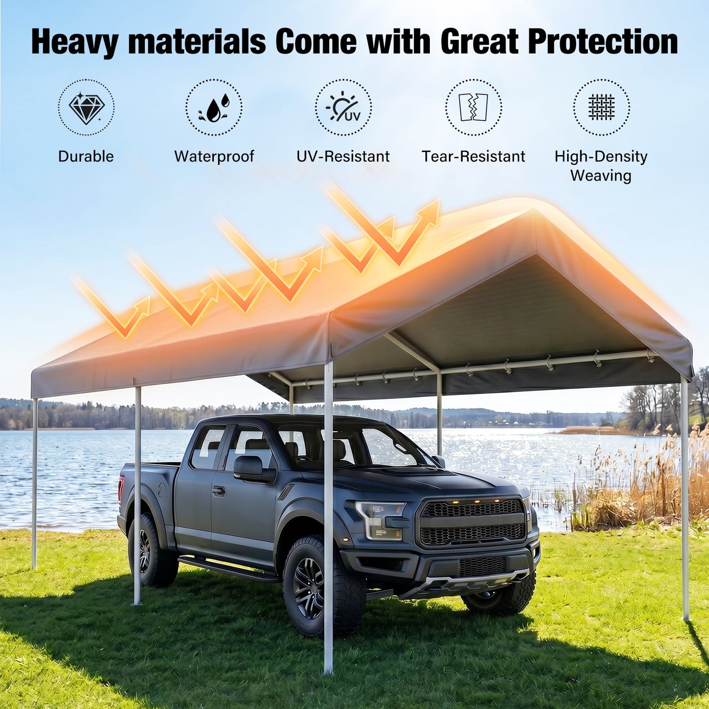Advwin 3×6m Carport Replacement Canopy Cover