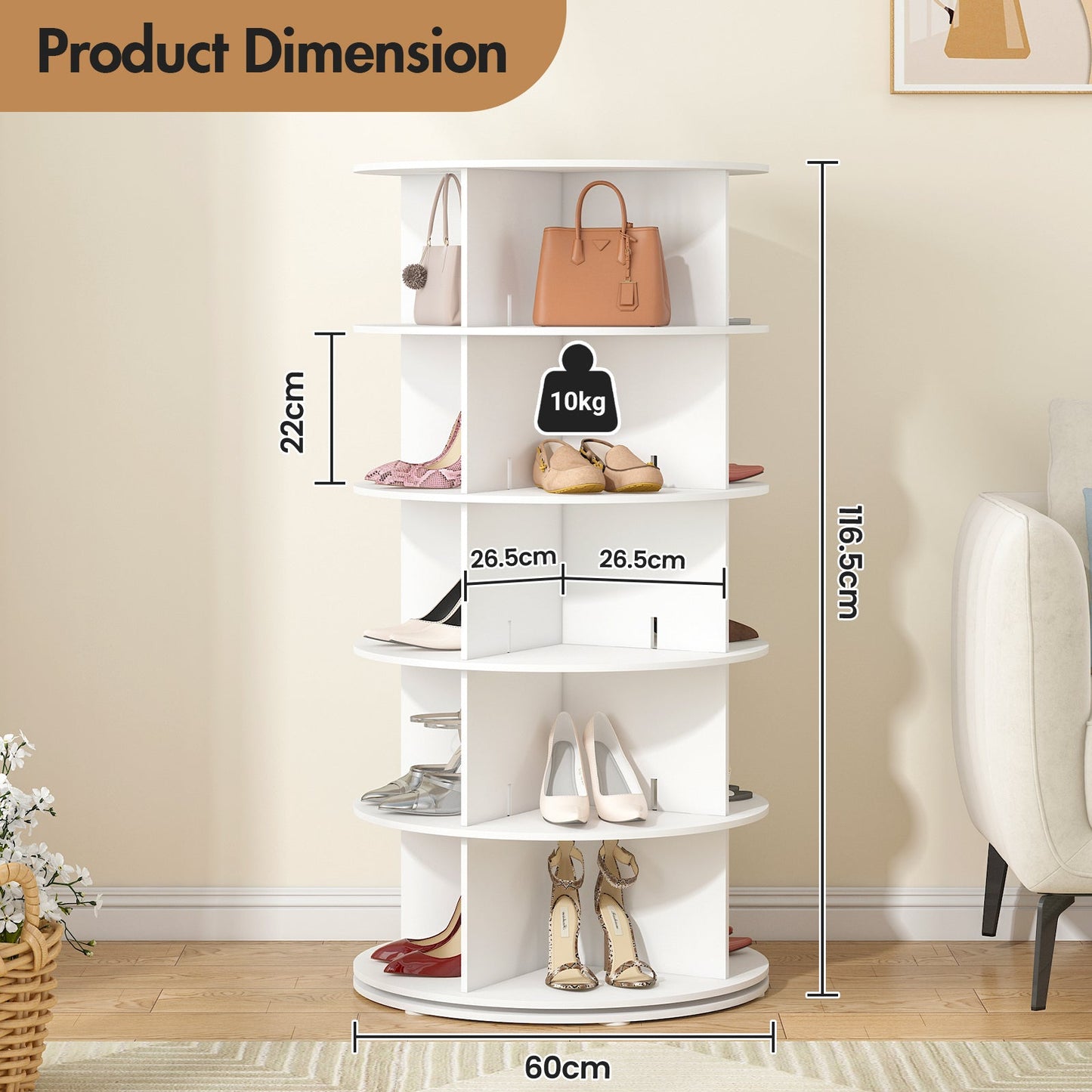 Advwin 5 Tier Rotating Shoe Rack Tower 360¡ã Revolving Rack
