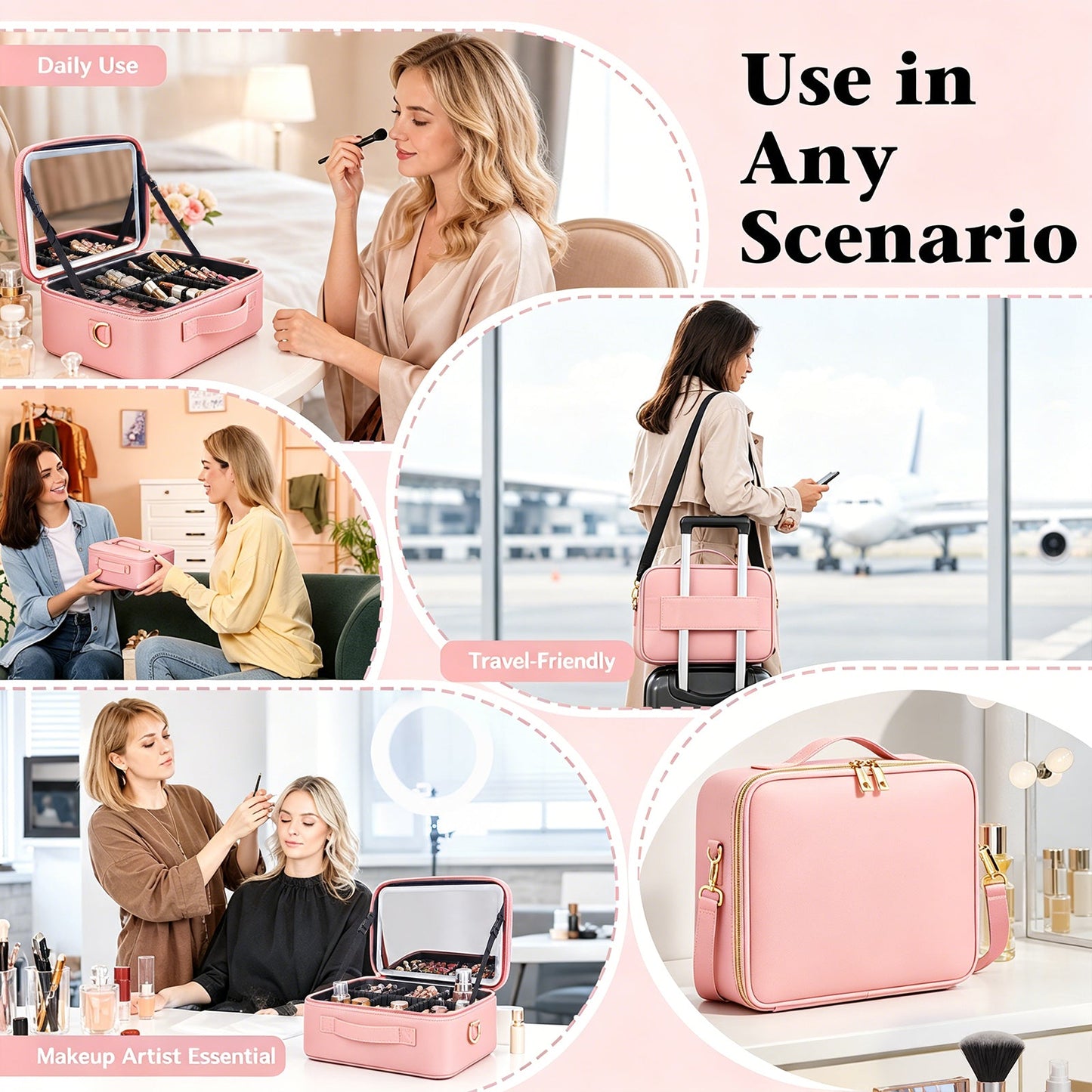 Advwin 15" Portable Makeup Case with LED Light Mirror